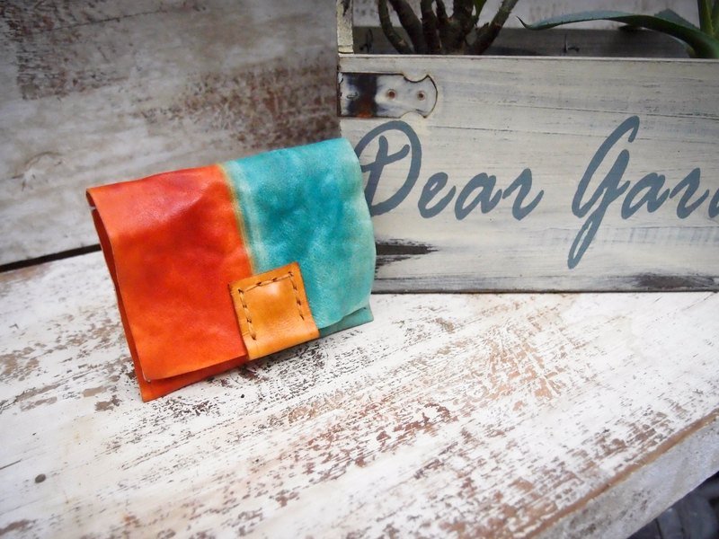 洗练风格 皱折感 名片包，卡包，零钱包。手工真皮制作 - 皮件 - 真皮 蓝色