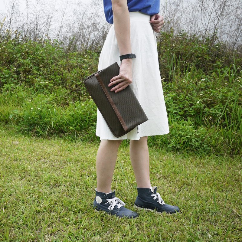 ShiKa夕卡//Charles jourdan法制pvc手拿包 - 手拿包 - 防水材质 咖啡色