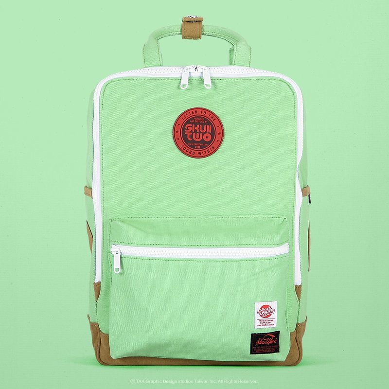 [SKUllTWO] 草青绿 / 古着帆布 13寸笔电后背包 / 背带加厚改良版 - 后背包/双肩包 - 其他材质 绿色