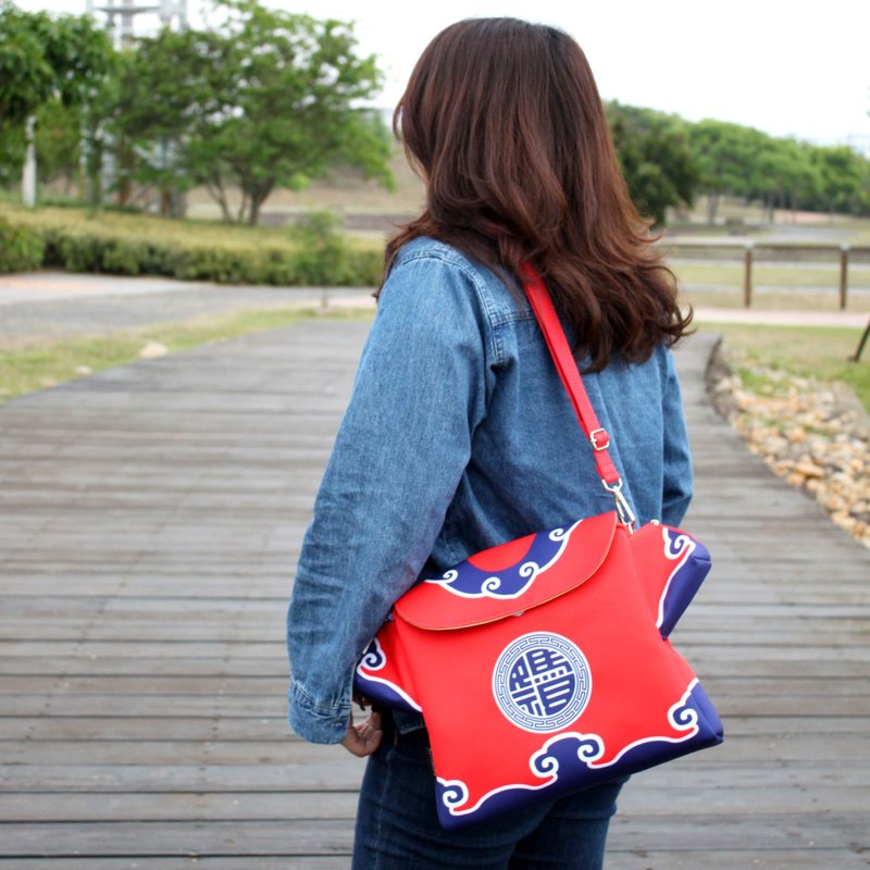 妈祖包 (红蓝) - 侧背包/斜挎包 - 聚酯纤维 红色