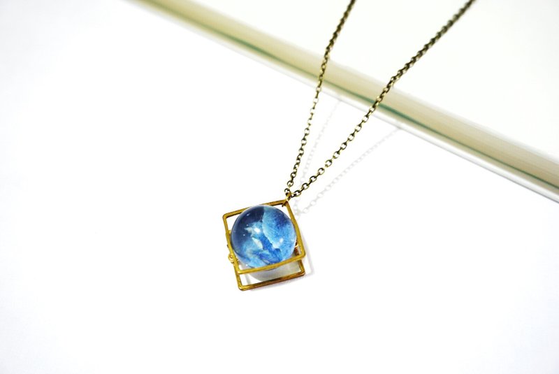 Dreamy Marble Necklace// 蓝绣球项链 - 项链 - 其他金属 