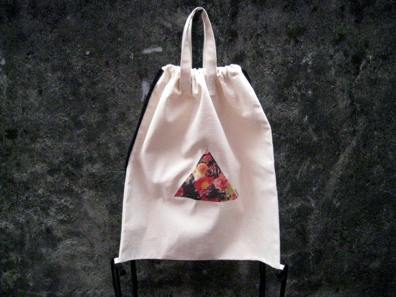 MaryWil束口手提后背包-花儿朵朵开 - 其他 - 其他材质 白色