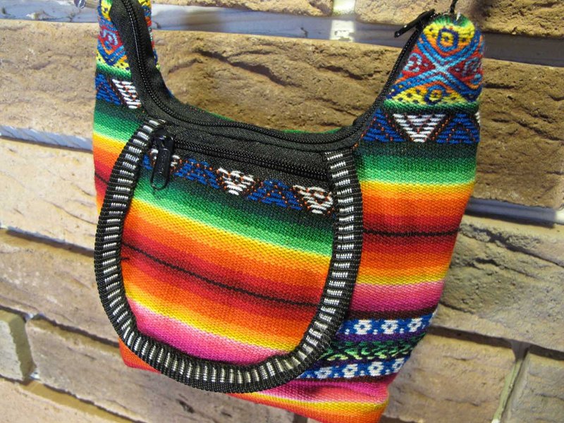 秘鲁彩色织布 侧随身包-橘彩 - 侧背包/斜挎包 - 其他材质 多色