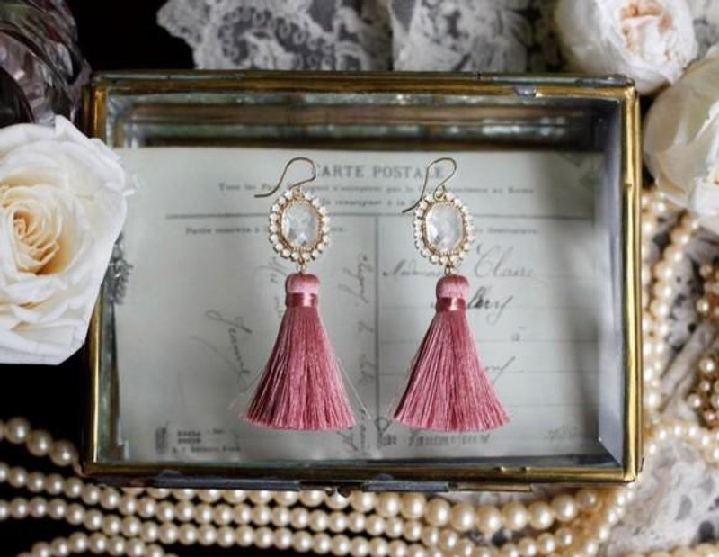 耳针式 & 耳夹式 耳环 principessa［粉红色］ - 耳环/耳夹 - 其他金属 粉红色