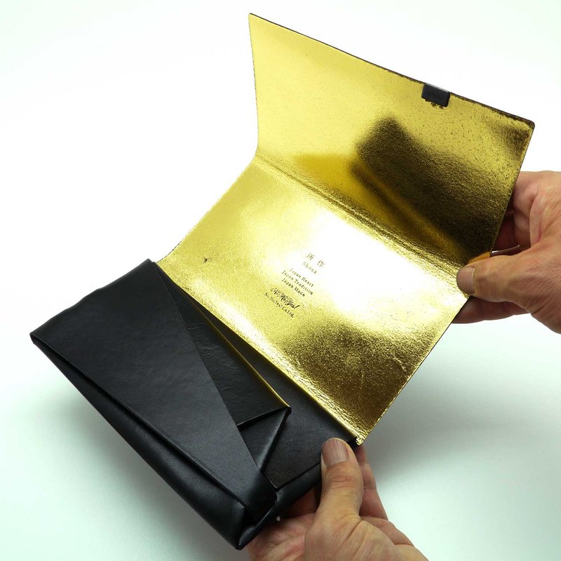 日本手工-所作Shosa 植鞣牛皮 长夹 - 低调奢华款/黑金 - 皮夹/钱包 - 真皮 