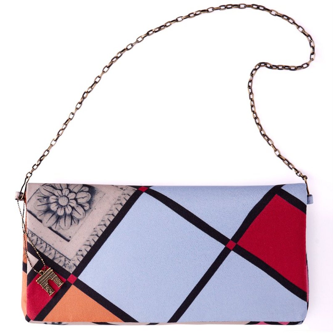 巴黎丝质长夹/手拿包/iPhone链带包(法式花砖)  iPhone clutch wallet-baby blue - 皮夹/钱包 - 其他材质 蓝色