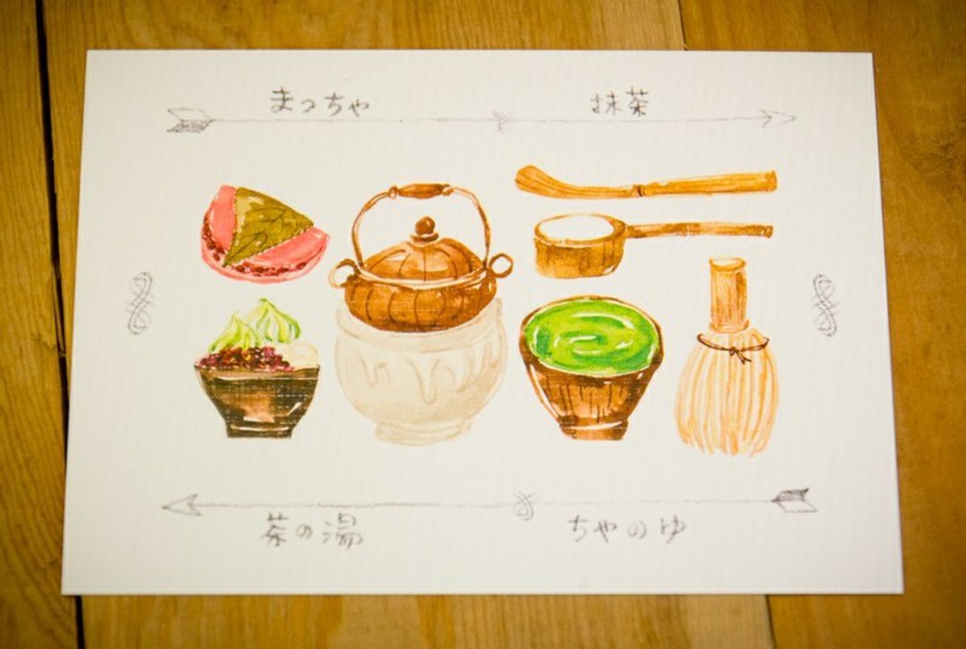 纸上甜点: 抹茶、柠檬蛋糕、甜菜杯子蛋糕明信片套组 - 卡片/明信片 - 纸 绿色