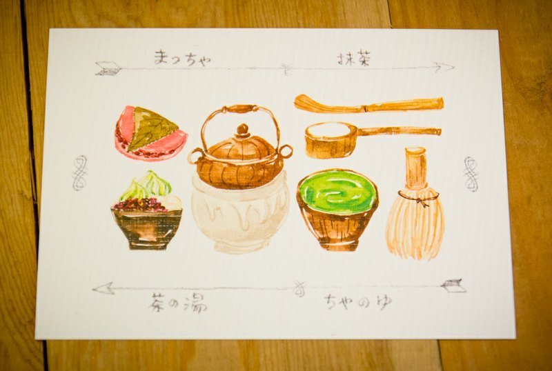 纸上甜点: 抹茶、柠檬蛋糕、甜菜杯子蛋糕明信片套组 - 卡片/明信片 - 纸 绿色