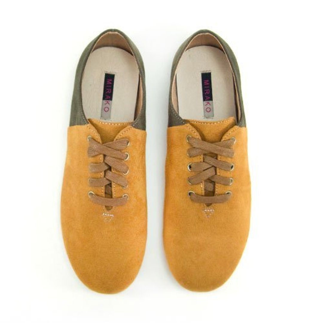 Two Tone Lace-up Shoes M1105A LandGreen - 女款休闲鞋 - 棉 金色