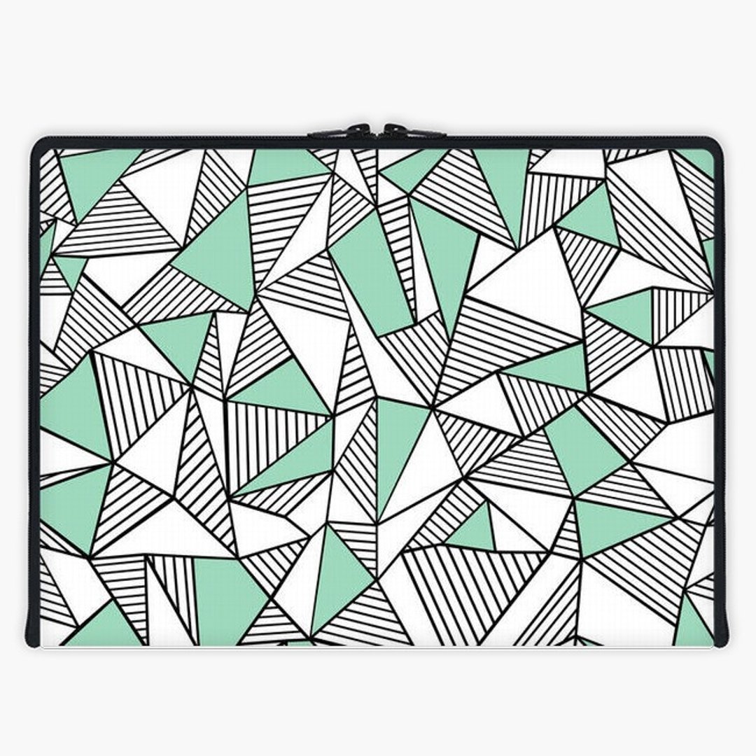 Axis - 全开式防水笔电包 - Abstraction Lines With Mint Blocks - 电脑包 - 其他材质 