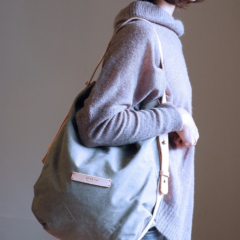 rupa 侧边抓皱包 [墨绿厚水洗帆布]: 厚水洗牛皮背带 - 侧背包/斜挎包 - 其他材质 绿色