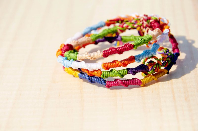 情人节礼物 交换礼物 缤纷夏天蚕丝蜡线(脚绳) -定制化线材可挑色 - 手链/手环 - 防水材质 