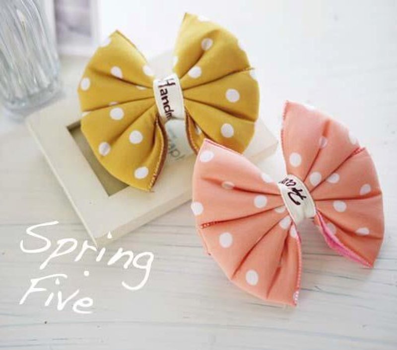 Cha mimi。温暖手感。澎澎粉嫩皱褶水玉点点发夹 - 发饰 - 其他材质 