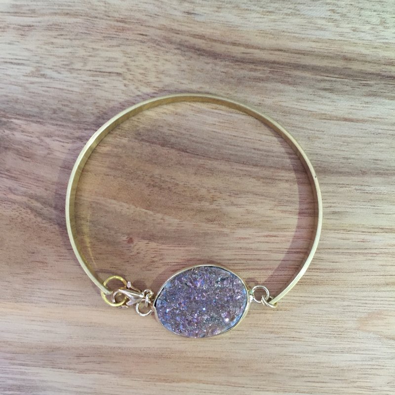 Wood Tansy - 星空幻彩水晶矿石灰玛瑙手镯手环 - 手链/手环 - 其他金属 卡其色