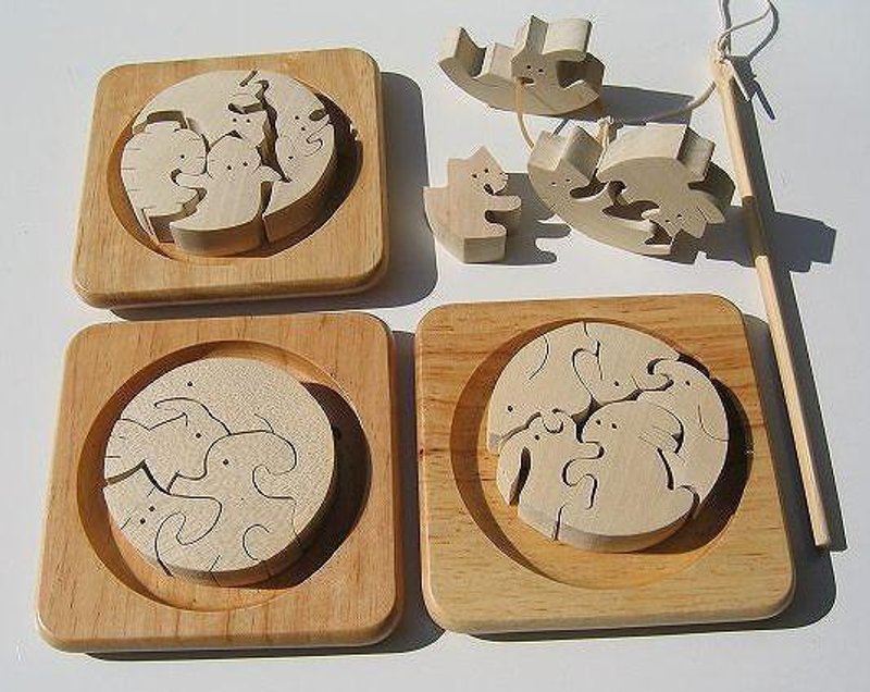 Fishing animal puzzle Choice one ghost, cat, rabbit, fish. Postage (Please choose one of the four types and let us know.) - 玩具/玩偶 - 木头 