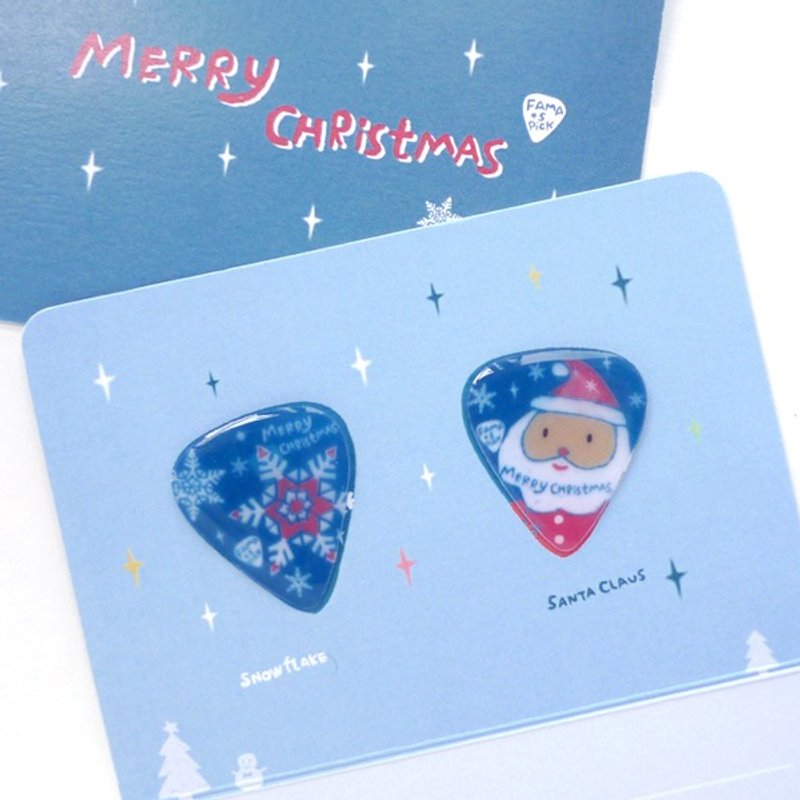 圣诞卡★2015限量圣诞礼物★交换礼物FaMa·s Pick吉他弹片-圣诞老公公+雪花套组 - 卡片/明信片 - 纸 蓝色