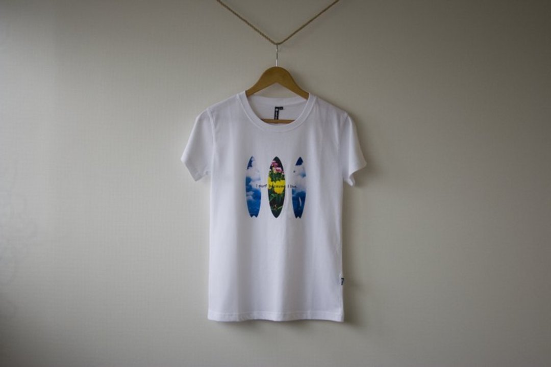 【I SURF because I LIVE】蔚蓝海洋与郁金香的冲突，冲 浪花人生！ - 中性连帽卫衣/T 恤 - 棉 黄色
