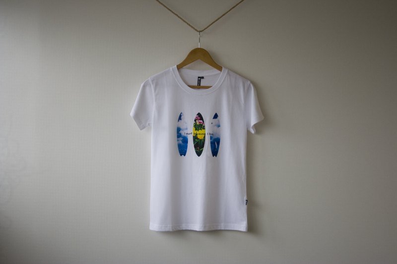 【I SURF because I LIVE】蔚蓝海洋与郁金香的冲突，冲吧 浪花人生！ - 中性连帽卫衣/T 恤 - 棉．麻 黄色