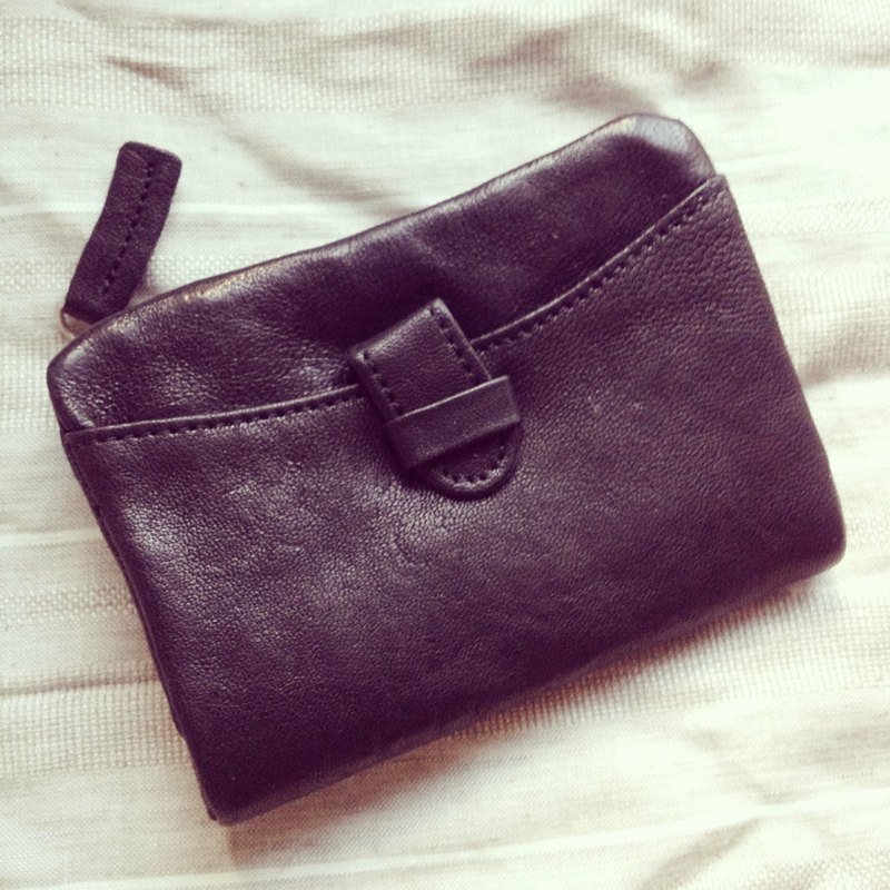 ﹉karbitrary﹉手工羊皮黑色钱包(免运费) - 零钱包 - 真皮 黑色