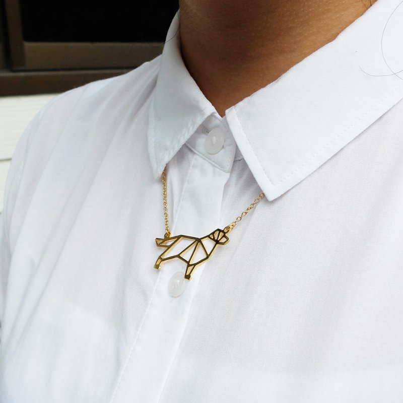 金毛狗项链，折纸风格，镀金。 - 项链 - 铜/黄铜 金色