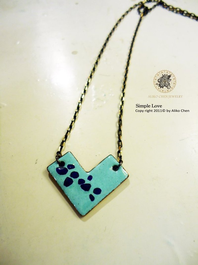 Simple Love Enameling Necklace 简单爱造型珐琅项炼(土耳其蓝/蓝绿) - 项链 - 其他金属 