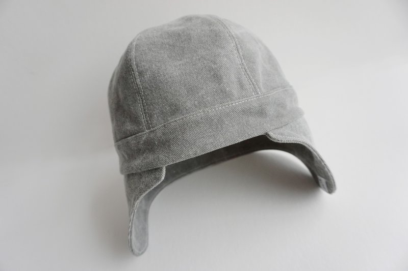 阴天空飞型员遮耳帽<中性-双面> - 帽子 - 棉．麻 灰色