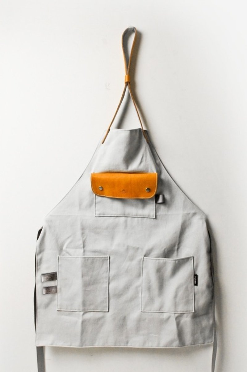 点子包【icleaXbag】进口皮革手工工作围裙餐厅服务员职业围裙工作服简约灰 - 其他 - 真皮 灰色