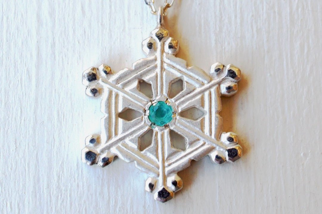 [Winter limited] snow crystal necklace (branch marked with rectangular plate and deformation) - 项链 - 其他金属 白色