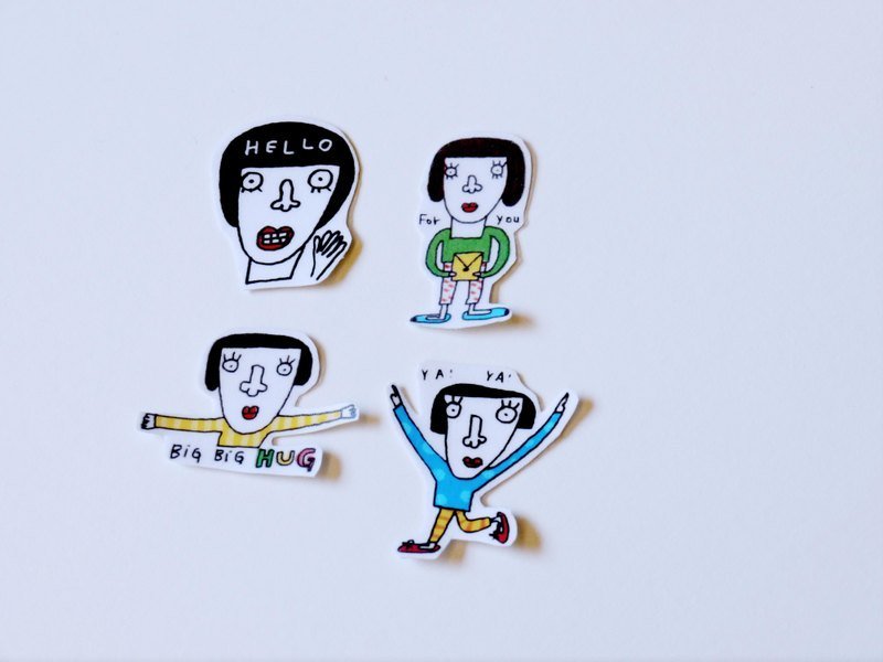 香菇头说说话贴纸4张+随机6张/10张小贴纸 - 贴纸 - 纸 多色