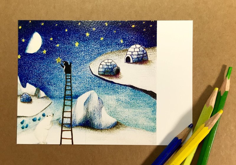 帮我摘星星嘛－明信片 - 卡片/明信片 - 纸 蓝色