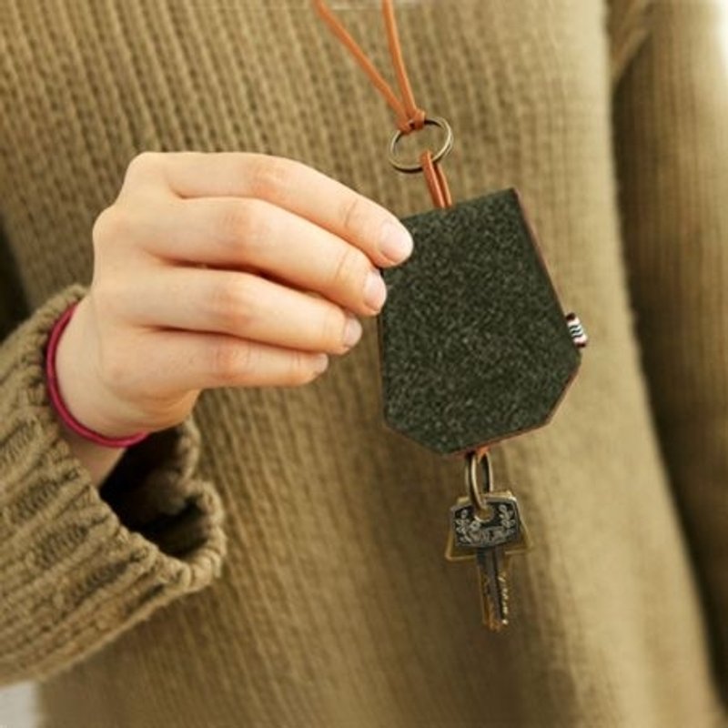 Dessin x Indigo-质感毛毡V.2颈挂钥匙套(附挂绳)-墨绿,IDG00783 - 钥匙链/钥匙包 - 其他材质 绿色