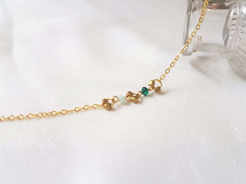 花园里的小嫩芽 · 水晶 黄铜 细手链 - 手链/手环 - 铜/黄铜 绿色