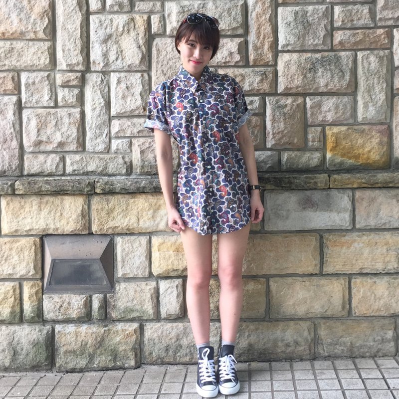 古着衬衫_/ 斑斓变形 / 印花 / 短袖 / 衬衫 / 男女皆可 - 男装衬衫 - 其他材质 多色