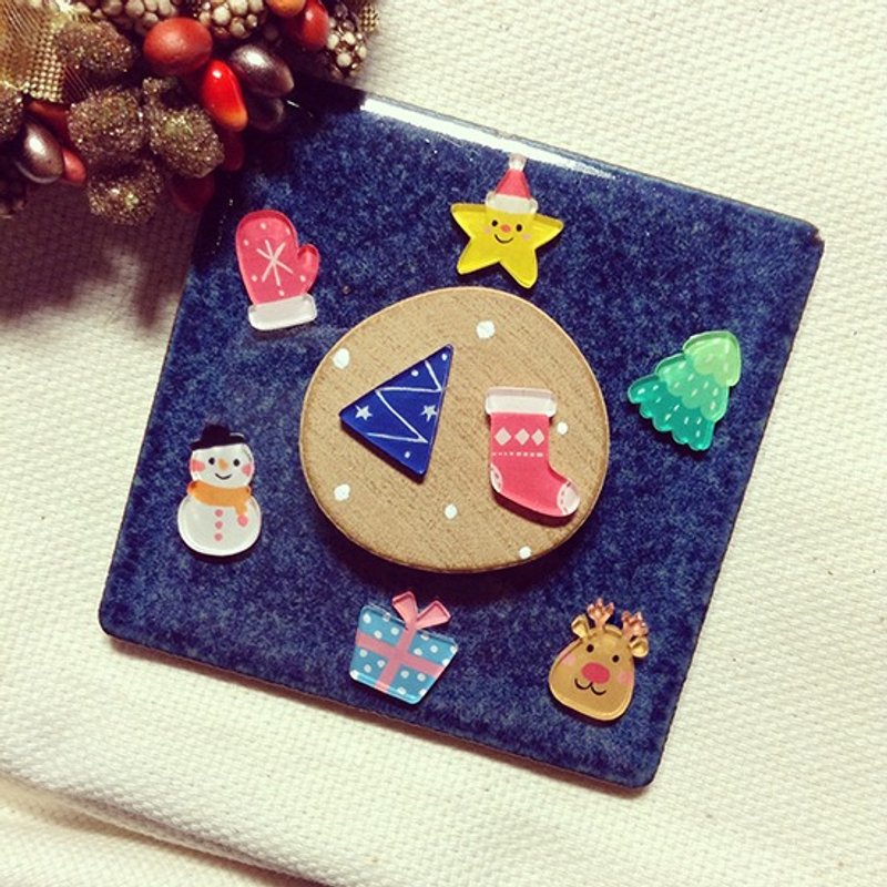 Pista丘手绘耳环 / 好挤圣诞节 - 耳环/耳夹 - 树脂 红色