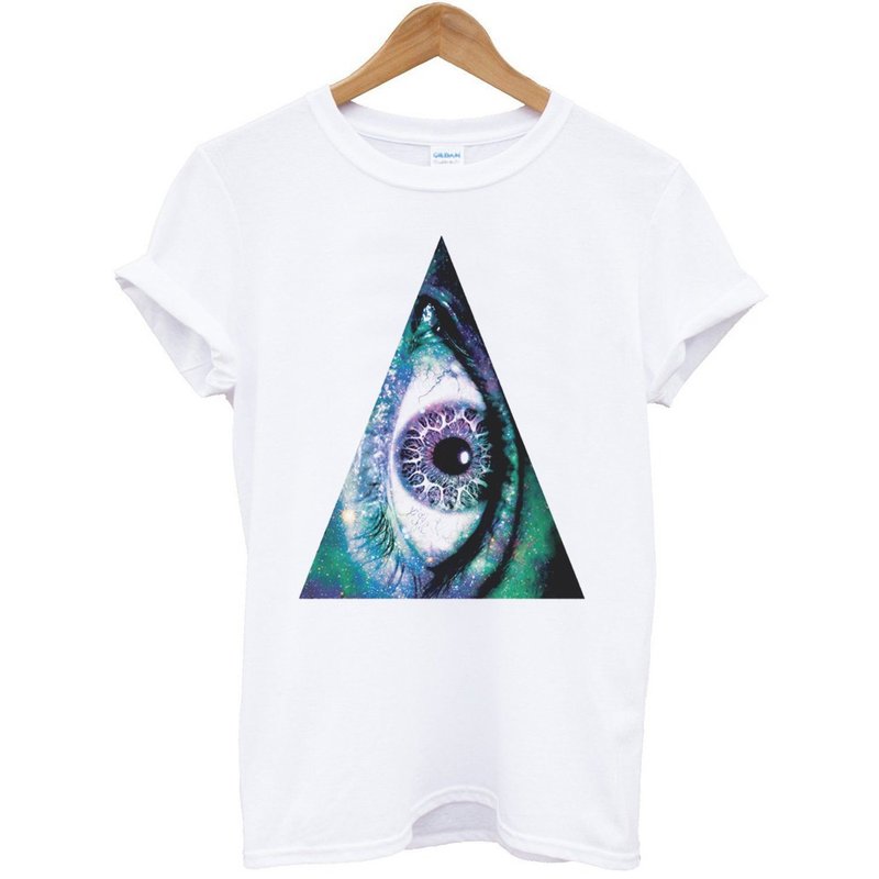 Triangle Eye-Galaxy短袖T恤-白色 三角眼 太空 宇宙 平价 时尚 设计 自创 银河系 时髦 圆 三角形 - 男装上衣/T 恤 - 其他材质 白色