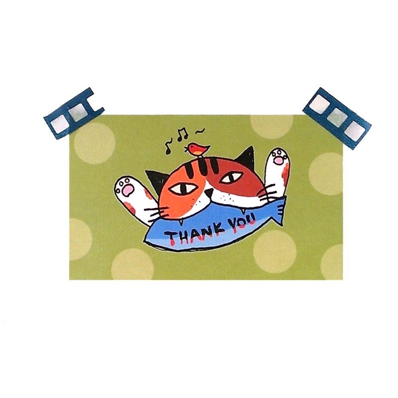 【礼物小卡】 猫的报恩感谢卡片 - 卡片/明信片 - 纸 绿色