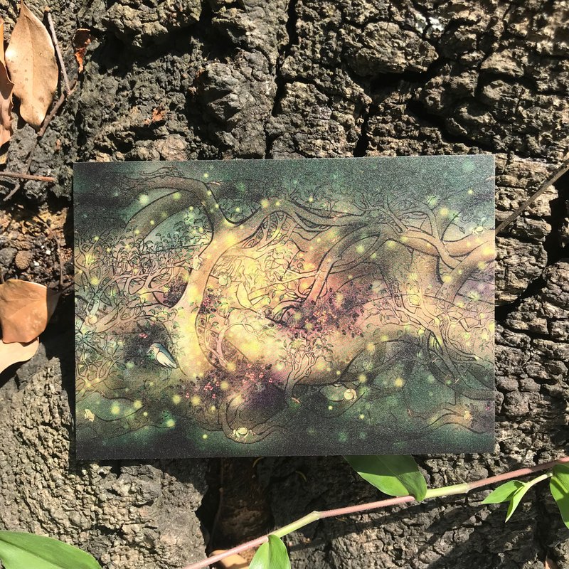【丛林之歌/故事插画明信片】 /萤火虫/疗愈/森林 - 卡片/明信片 - 纸 黑色
