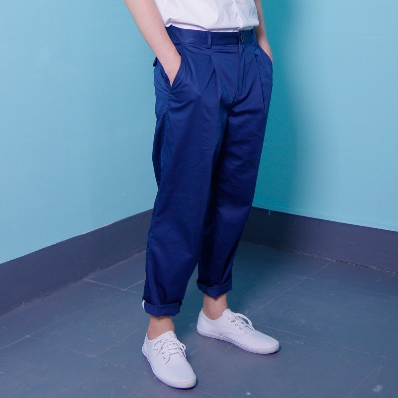 LLANOxTREBLE Z三年二班 学院情侣装 男复古灰蓝长裤 复古直筒 - 男士长裤 - 其他材质 多色