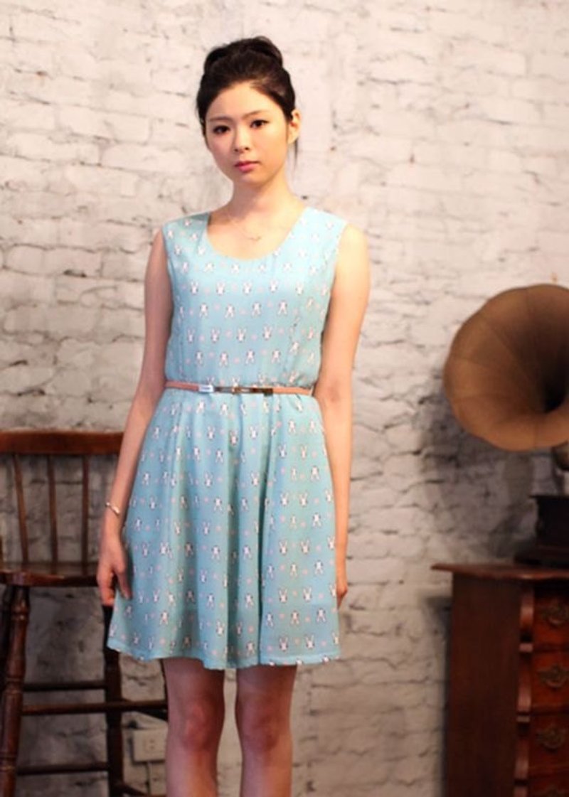 ::GeorgiaTsao::: GT print collection - 兔子无袖背心伞洋 - 洋装/连衣裙 - 其他材质 绿色