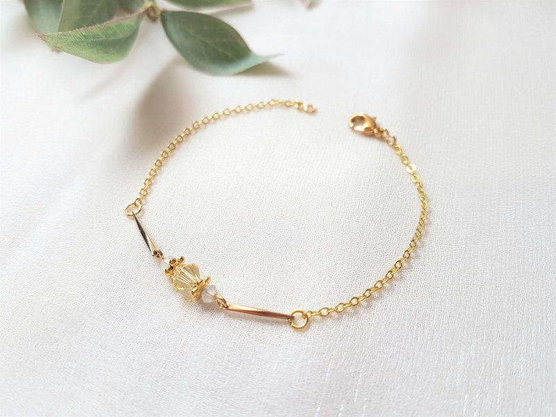 柠檬爱玉 · 水晶 线条 细手链 - 手链/手环 - 水晶 黄色