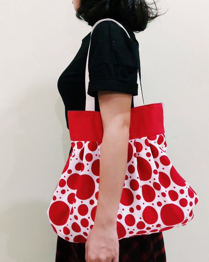 S,HU - 草间弥生圆点点手提/肩背包(双面) - 手提包/手提袋 - 其他材质 红色