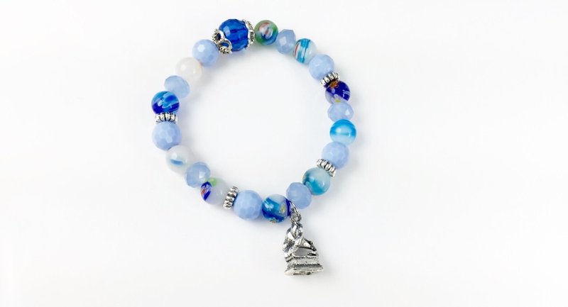 “琉璃彩珠 x 银色留声机” - 手链/手环 - 其他材质 蓝色