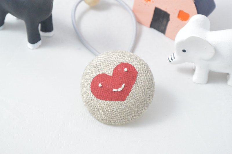 手感布包扣发束 - 微笑爱心 - 发饰 - 其他材质 卡其色