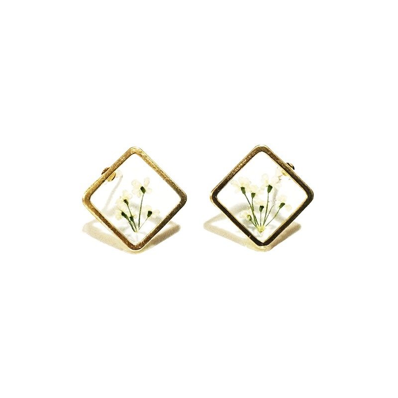 REVERIE JEWELLERY - Mini Golden Frame Earrings - 耳环/耳夹 - 其他金属 金色