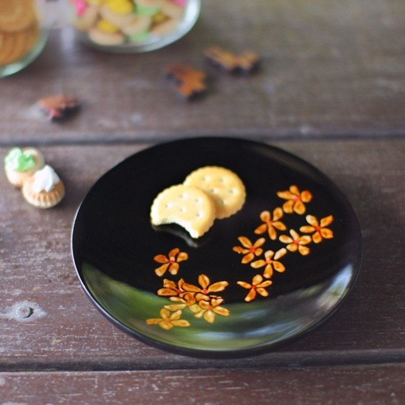 150【花舞】天然漆点心盘 - 浅碟/小碟子 - 木头 