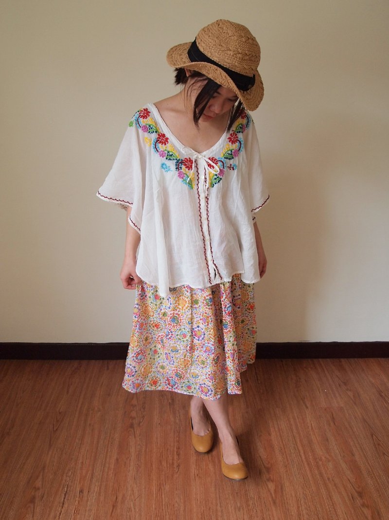 彩虹万花筒异想世界裙 印度制-橘红色(I150518) - 裙子 - 棉．麻 多色