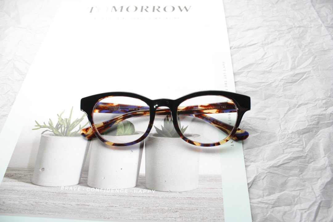 ELEMENTS eyewear 黑拼咖啡条纹波士顿眼镜框日本手造 - 眼镜/眼镜框 - 其他材质 咖啡色