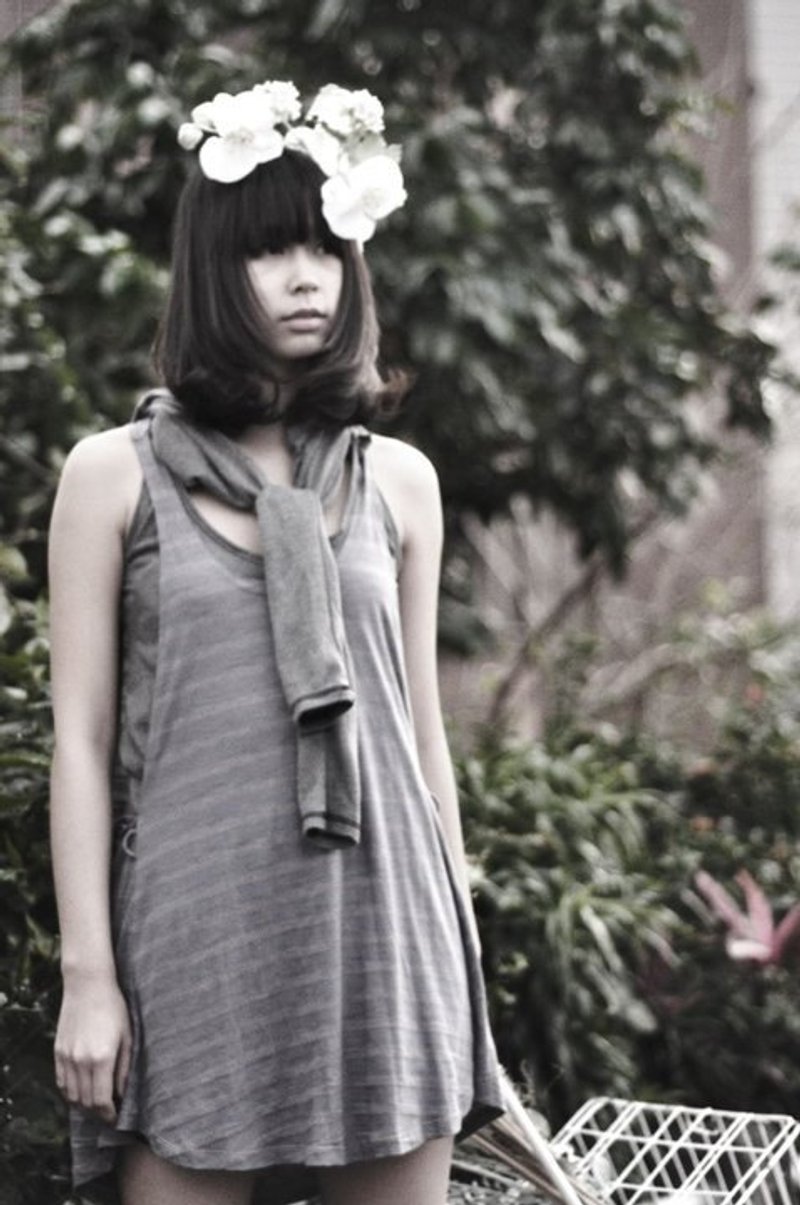 [ Wow Bravo & Funky Rap 彩色种子挖背长版背心 ] - 女装背心 - 其他材质 灰色