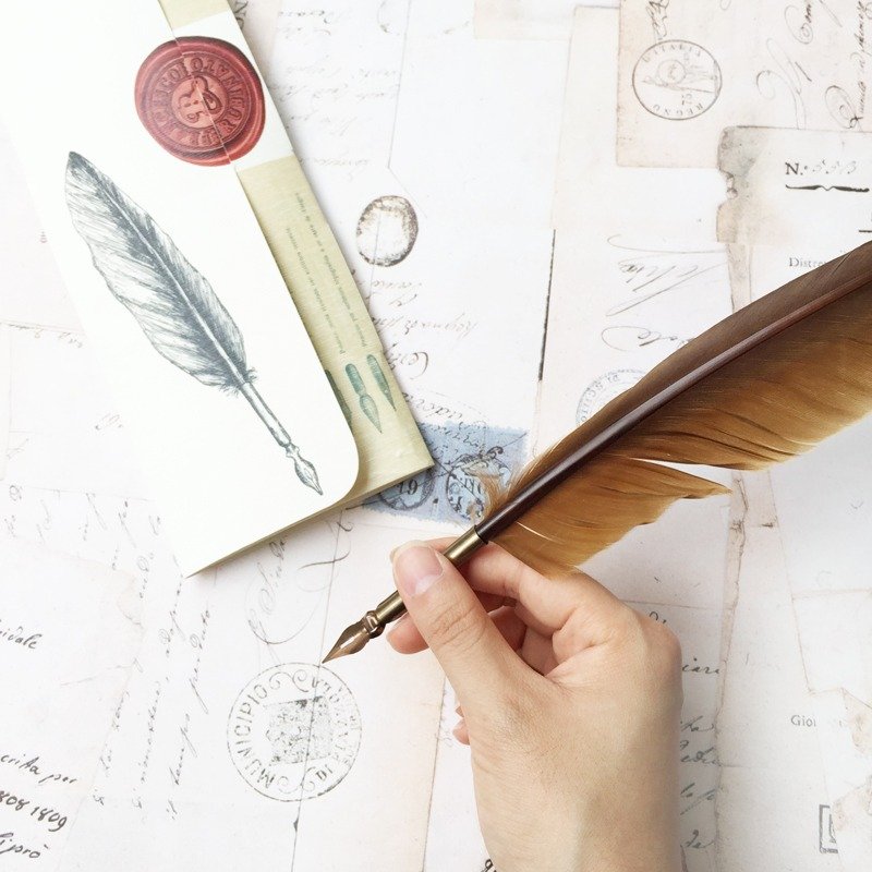 ◤Pennino羽毛沾水笔复古包装  | 欧式 文具  Francesco Rubinato - 其他书写用品 - 其他材质 咖啡色