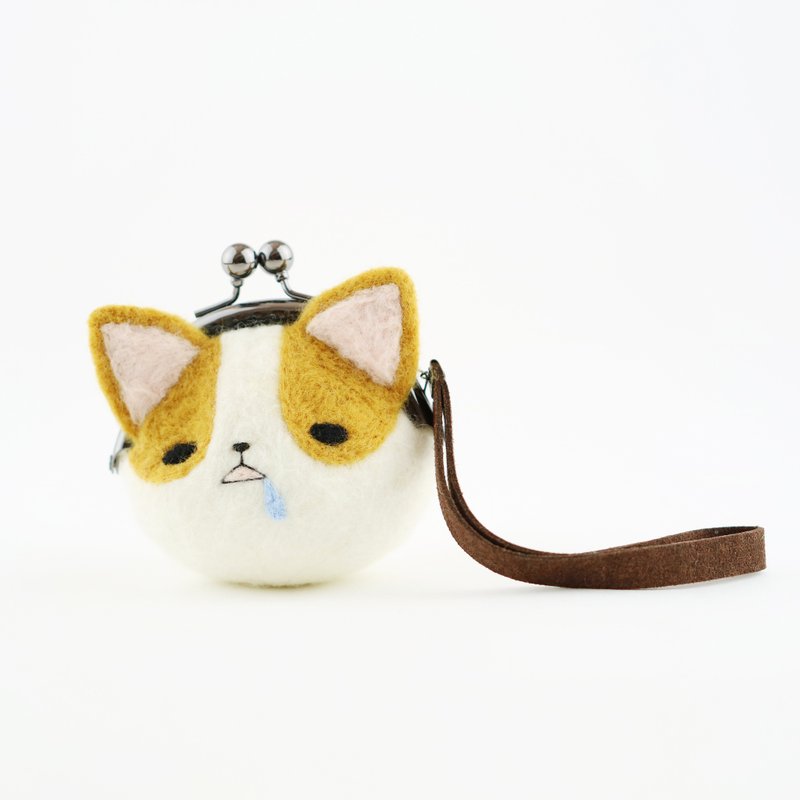 肥肥柯基口金包 - 睡爽爽 - 零钱包 - 羊毛 白色